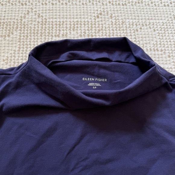 EILEEN FISHER Traceable Organic Cotton Jersey Funnel Neck Tank Top Iris Size S - Picture 2 of 9